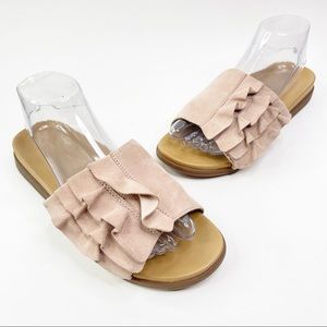 Vionic Palm Roni Sandal Suede Leather Upper Pink Women’s 8 Ruffle Detail